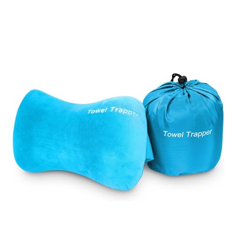 ITSA Towel Trapper | Memory Foam Travel & Beach Pillow | Sunlounger Towel Strap | Portable Pillow | Towel Gripper | Neck Support (Caribbean Blue)