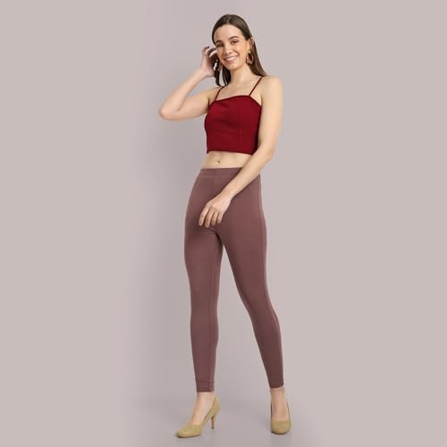 Image of ONE SKY Women Ankle Length Leggings | Premium Cotton Modal Spandex Blend | High Waist Stretchable & Bio-Washed Fabric | Colour-Lock | Ethnic Leggings for Women