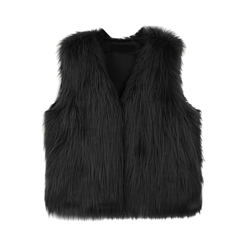 Chaleco de pelo sintético para mujer con cuello en V chaqueta sin mangas elegante para invierno 3