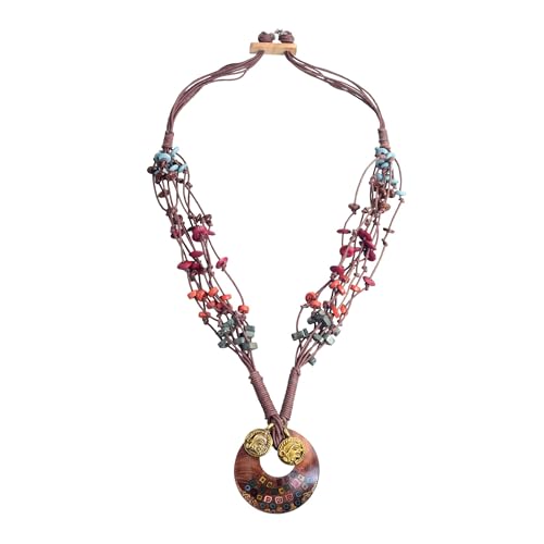 Image of AAKRITI ART CREATIONS Boho & Tribal Handcrafted Necklace Collection | Jute, Wooden & Brass Pendant Designs | Ethnic Collar, Loop & Statement Jewelry for Women | Artisan Festival & Everyday Wear