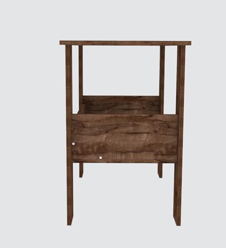 Image of Compact Study Desk with Storage Shelf, Brown Wood Finish, Space-Saving Home Office Table, 90x50x74 cm, DIY Assembly