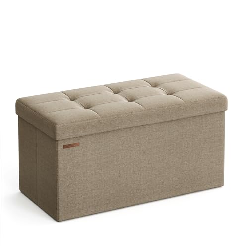 SONGMICS Sitzhocker mit Stauraum, klappbare Sitzbank, 38 x 76 x 38 cm Fußbank, Aufbewahrungsbox, bis 300 kg belastbar, für Wohnzimmer Schlafzimmer Flur, kamelbraun LSF047R01 SONGMICS Sitzhocker mit Stauraum, klappbare Sitzbank, 38 x 76 x 38 cm Fußbank, Aufbewahrungsbox, bis 300 kg belastbar, für Wohnzimmer Schlafzimmer Flur, kamelbraun LSF047R01