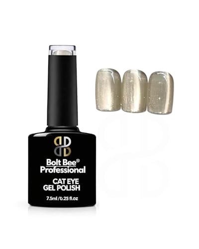 Image of Bolt Bee Silk Cat Eye Magnetic UV Gel Nail Polish - Glass Bead Cat Eye Effect, Long Lasting Chip Resistant Gel Polish, Professional Nail Art Gel, UV LED Lamp Cure, Smooth Shimmer Finish (GLASS 03)