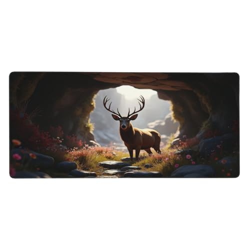 Tapis de souris pour ordinateur portable au bureau ou à la maison motif cerf sylvestre