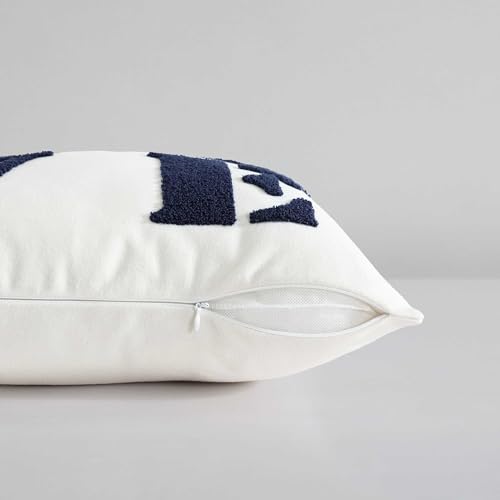 Image of Eddie Bauer - Decorative Pillow, Textured Square Throw Pillow with Zipper Closure & Loop Embroidery, Home Decor for Couch or Bed (Love Ski Blue, 20 inch x 20 inch)