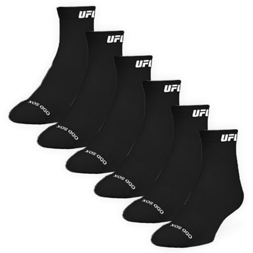 Odd Sox - UFC Logo Quarter Socks - 6-Pack Athletic Socks - Official MMA Apparel - Size Large - Soft Cotton Blend