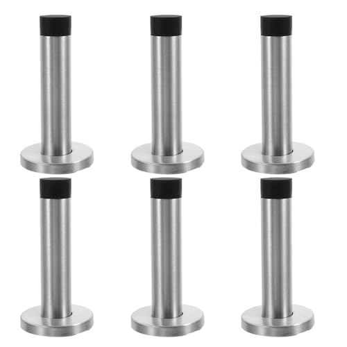 Cabilock 6 Piezas Escudo de puerta de acero inoxidable tapón de pared protector de puerta Portavoz Tope de puerta la puerta se detiene topes de puerta el plastico Silver