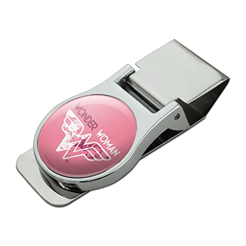 GRAPHICS & MORE Wonder Woman 80th Pink Logo Satin Chrome Plated Metal Money Clip