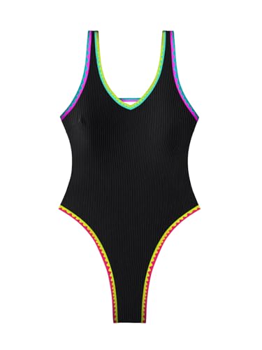 Image of Foxiny Sexy Backless Cheeky High Cut Leg Thong V Neck One Piece Swimsuit