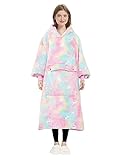 Manta con capucha que brilla en la oscuridad para adultos, arcoíris