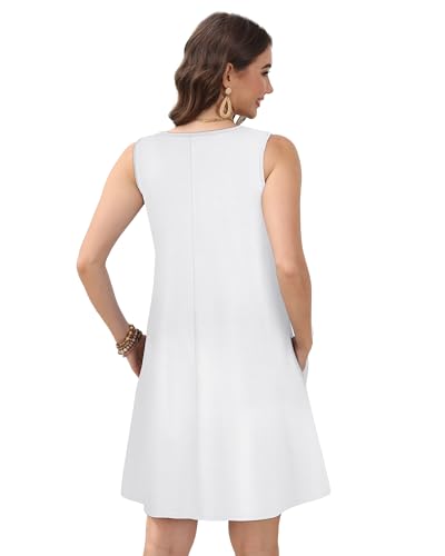 Image of CHICGAL Womens Summer Dresses Casual Sleeveless Loose T Shirt V Neck Sundress Swing Beach Cover Up with Pockets 2026
