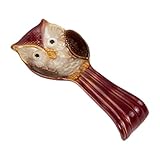 Yardwe Ceramic Owl Spoon Rest 9.44X4.13 Inch Kitchen Utensil Holder with Embossed Design for Stove Top Countertop Clean Kitchen Accessories Storage