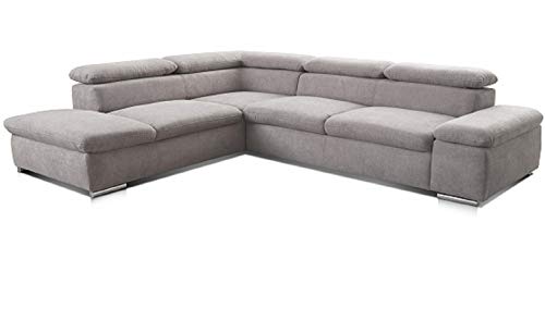 Cavadore Ecksofa Alkatraz / Großes Sofa in L-Form mit Ottomanen links und verstellbaren Kopfstützen/ Modernes Design / 274 x 66 x 228 cm / Grau Cavadore Ecksofa Alkatraz / Großes Sofa in L-Form mit Ottomanen links und verstellbaren Kopfstützen/ Modernes Design / 274 x 66 x 228 cm / Grau