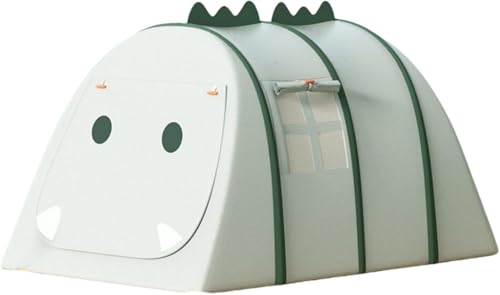 BRZU 折りたたみ子供テント 収納バッグ付きクロールマット 簡単組立て 軽量通気 室内用 庭園遊び場 知能開発おもちゃ 誕生日・クリスマス用 (小(132×92×72cm),メッシュ蚊よけ - 恐竜テント(収納バッグ + クロールマット))