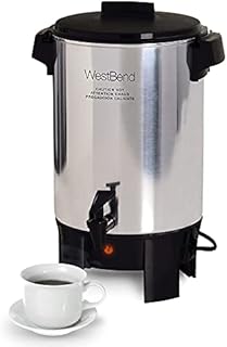 West Bend 58030 Coffee Urn Highly-Polished Aluminum Features Automatic Temperature Control with Fast Brewing and Easy Clean Up, 30-Cup, Silver