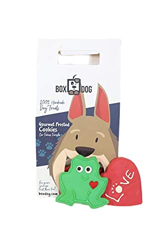 BoxDog Frosted Dog Cookies Handmade in USA | Cookie Gift Box for Dogs with only 5 Ingredients | Dog Bakery Cookies You Can Eat Too! (Love My Dog)
