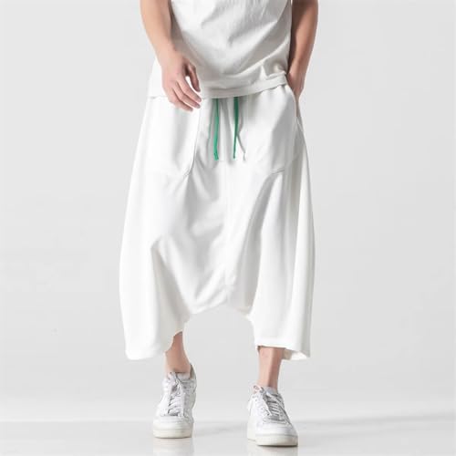 Zadaos Men Loose Harajuku Wide Leg Pants Hip Hop Calf-Lenght Pants Solid Jogging Streetwear Trousers4