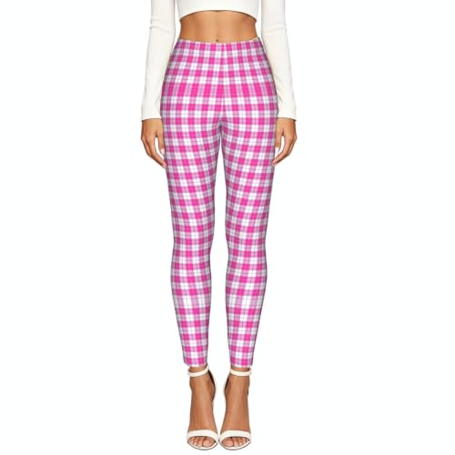Leggings de compresión suave con estampado premium de cuadros rojos 2