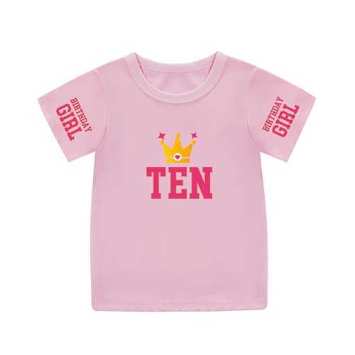 Image of Toddler Birthday Girl Shirts One Two Three Four Five Siz Seven Eight Nine Ten Birthday Tshirts Short Sleeve Tops