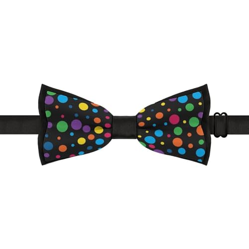 GoasNei Rainbow Splatter Neon on Dark Bow Tie for Men Adjustable Necktie Funny Tie Neck Ties for Weddings Party