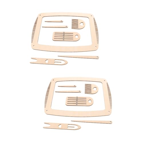 SEWACC 2 Sets Wooden Weaving Knitting Tool Kit Easy to Use for Skill Levels DIY Tapestry Set