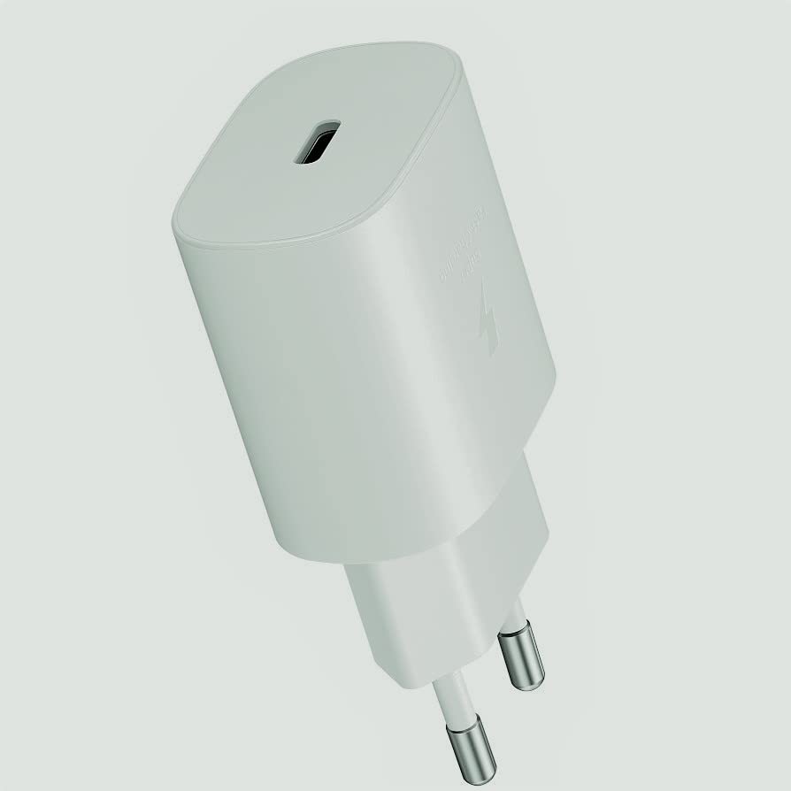 Image of 25W USB Type C Fast Charger Compatible for Samsung Galaxy A55 M55 F15 M14 S24 Ultra Z Flip 5 4 - White | Fast Charging Adapter Type C Mobile Charger