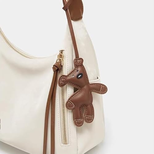 Image of Brown Teddy Bear Bag Charm for Handbags and Car | Cute PU teddy bear charm decorates purses, backpacks, keys or car interiors and makes a charming gift for friends and family