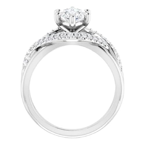 Vintage Marquise Cut 1CT-3CT Moissanite Engagement Ring Colorless Stone Sterling Silver Solitaire Halo Style 10K 14K 18K Gold & 925 Sterling Silver Anniversary Propose Gift For Her4