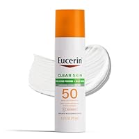 Eucerin Sun Clear Skin Face Sunscreen Lotion SPF 50 for Acne Prone and Oily Skin, Lightweight Sunscreen with Oil-Absorbing Minerals, Won't Cause Breakouts, Hypoallergenic, 2.5 Fl Oz Bottle