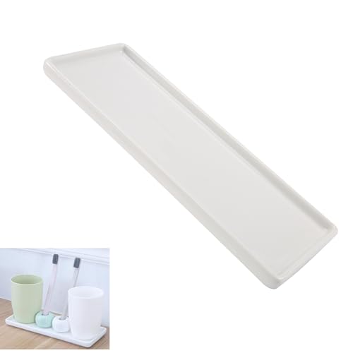 FutureHight rectangular de cerámica de porcelana placa rectangular boca de agua bandeja de baño compartimiento de almacenamiento