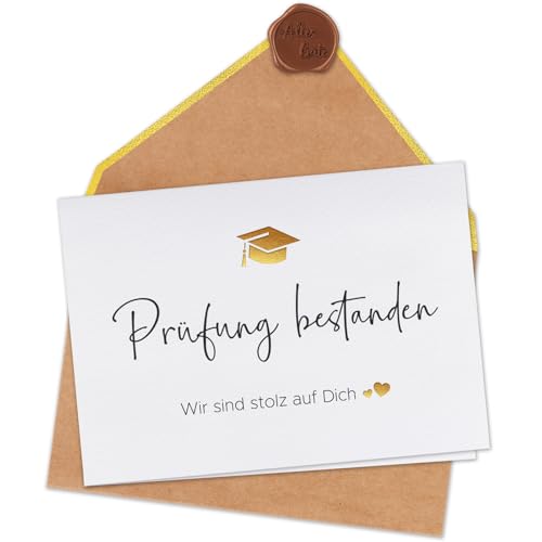 WenmthG Prüfung Bestanden Grußkarte mit Umschlag, Prüfung Bestanden Geschenk, Bachelor, Abitur 2025, Matura, Abschluss Geschenk - Wir sind stolz auf Dich!