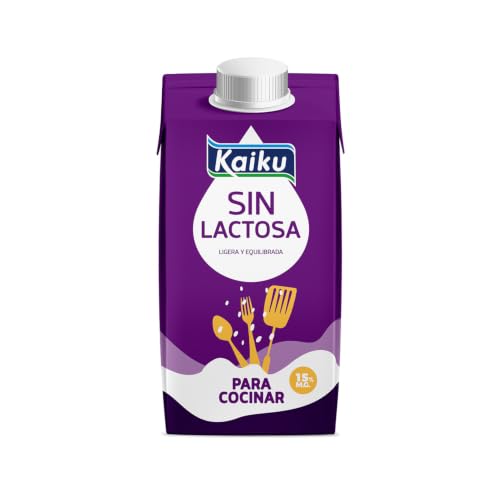 KAIKU SIN LACTOSA - Nata para Cocinar 15% mg Sin Lactosa 200 ml, 15% de Materia Grasa, Ligera y Cremosa, Ideal para Salsas, Pastas y Recetas