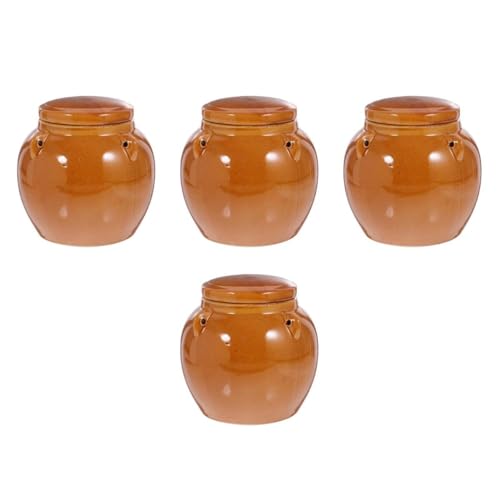 PRETYZOOM 4 Piezas Jarra Cerámica Hermética Plato De Dulces con Tapa Tarro De Dulces Campana Abeja Colador Sellado De Tarros De Pepinillos Tapas Recipiente para Fermentar Kimchi Azúcar Brown