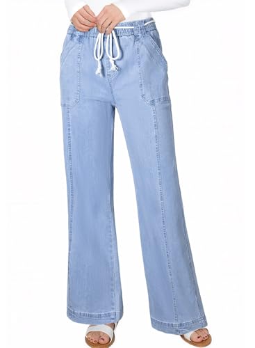 Astylish Jeans for Women Wide Leg Drawstring High Waisted Stretchy Straight Leg Jean Trendy 2025 Denim Pants3