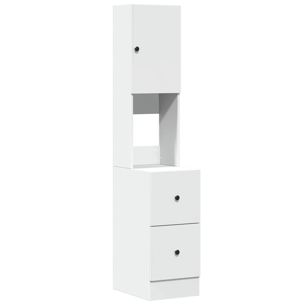 vidaXL Armoire de Cuisine Blanc 35x50x180 cm Bois d'ingénierie, Placard de Cuisine, unité de cuisinette, Armoire de Rangement avec tiroir