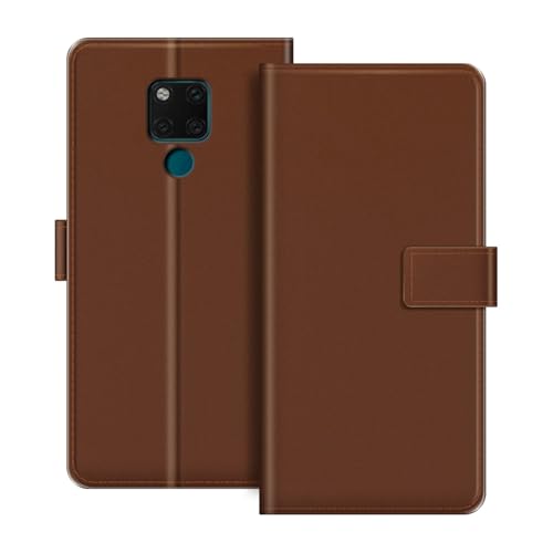 ESACMOT Funda de Cartera de Cuero Compatible con Huawei Mate 20 X 4G Funda Tipo Libro con Tarjetero y Soporte, Cierre Magnético, Estilo Folio Resistente a (Marrón)