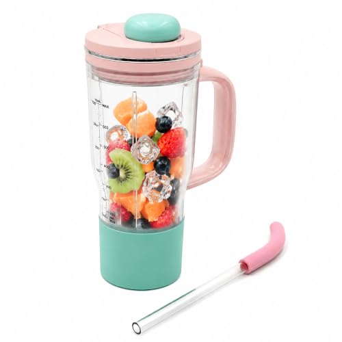 Image of 26oz Replacement Cup with Straw for Ninja BlendBoss Blender (Pink) | Personal Smoothie Tumbler Compatible with Ninja DB300, DB351 Blender Leakproof Lid, Detachable Straw Dishwasher Safe