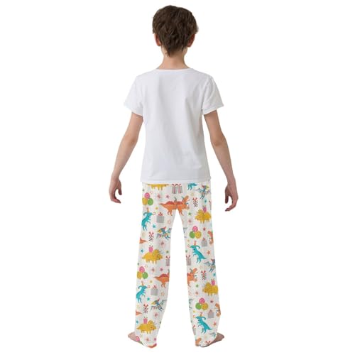 ZZXXB Birthday Dinosaur Boys Long Pants Soft Trousers Elastic Waist Kids Lounge Bottoms with Pockets S-XL3