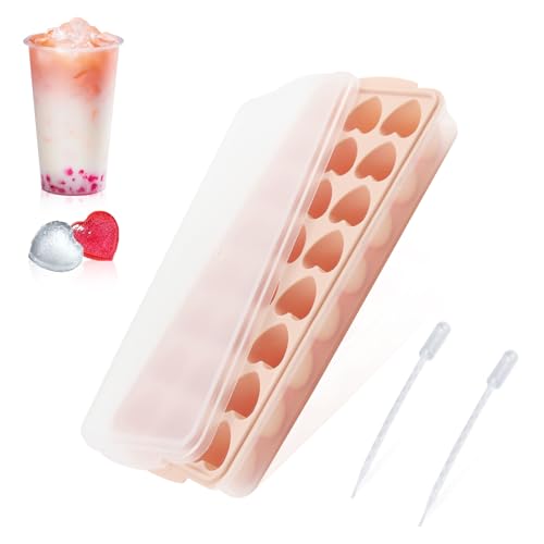 Xmart 24 Gitter Eiswürfelform Herz Kommt mit zwei Tropfer Bpa Frei Eiswürfelform Silikon mit Deckel Wiederverwendbar Und...