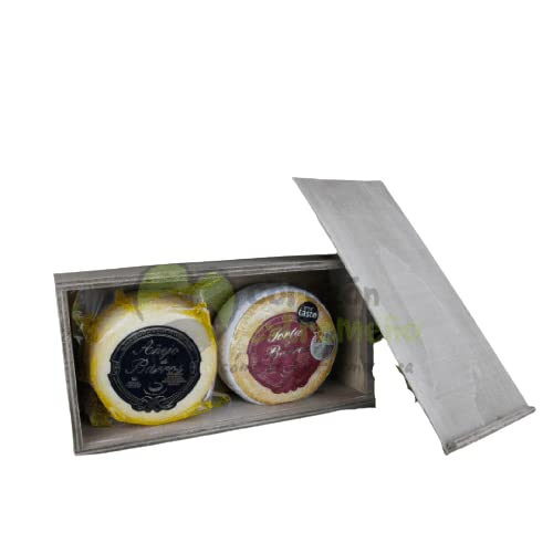 Cesta de Regalo para Empresas con Torta de Barros, Queso Añejo de Barros, Caja de Madera – Corazón Extremeño
