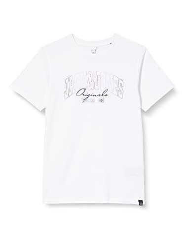 Jack & Jones Junior Boys Jorpenny Tee Ss Crew Neck FST Jnr Tops, Bright White, 128 Cover