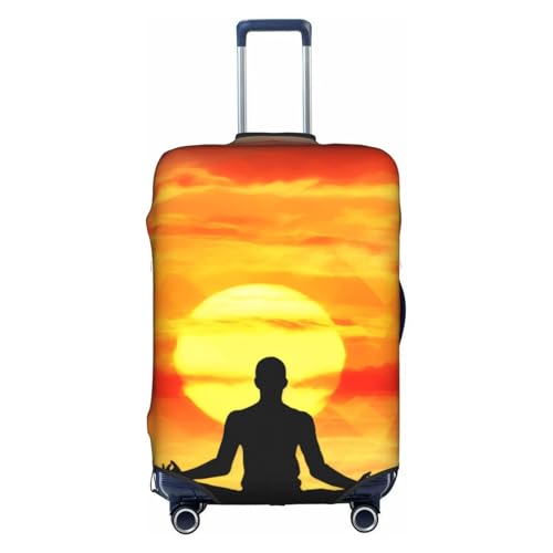 Yoga Meditation Printed Luggage Cover Elastic, Washable, Universal Fit 18-32 Inch Travel Suitcase Cover Easy To Identify