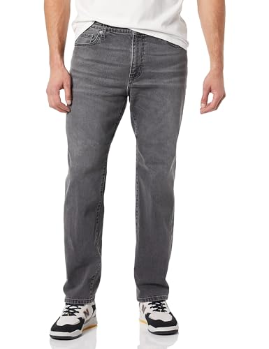 Amazon Essentials Herren Stretchjeans, Gerade Geschnitten - Auslauffarben, Verwaschenes Grau, 33W / 32L
