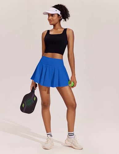 Image of PINSPARK Womens Tennis Skirt Pleated Athletic Skirts with Pockets Shorts High Waisted Golf Skort for Workout Pickleball