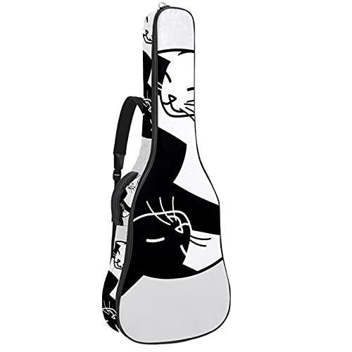 Housse de Guitare, Euit de Guitare en Tissu Oxford Impermeable avec Sangles Reglables pour 42″41″40″ Guitares dessin animé chat noir et chat blanc 108.9×42.9×11.9 cm - Les Beatles, Paul McCartney, John Lennon, RIngo Starr, George Harrison Housse de Guitare, Euit de Guitare en Tissu Oxford Impermeable avec Sangles Reglables pour 42"41"40" Guitares dessin animé chat noir et chat blanc 108.9x42.9x11.9 cm