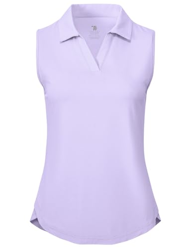 Image of BGOWATU Women's Sleeveless Golf Polo Shirts Collared V Neck Tennis Tank Tops UPF 50+ Quick Dry Lightweight