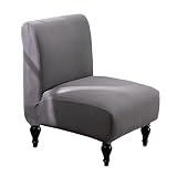 SHILINTONG Armless Accent Chair Cover, High Stretch Slipper Chair Slipcover Spandex Jacquard Fabric