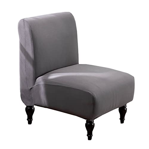 Shilintong Armless Accent Chair Cover, High Stretch Slipper Chair Slipcover Spandex Jacquard Fabric For Bedroom Dining Living Room Office, Removable & Washable, Non-Slip With Elastic Bottom (Grey) #TOP4