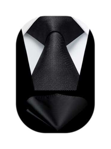 Image of HISDERN Mens Ties Solid Color Ties for Men Formal Necktie with Pocket Square Set Satin Silk Neck Tie Handkerchiefs Set