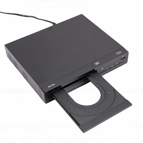 GOWENIC Reproductor de DVD, Alta Definición 1080P, Control Inteligente, Reproductor de Archivos USB, Kit de Conexión Completo, con Pantalla Digital LED (Enchufe de la UE)